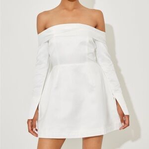 Odd muse London Satin Bardot Mini Dress White